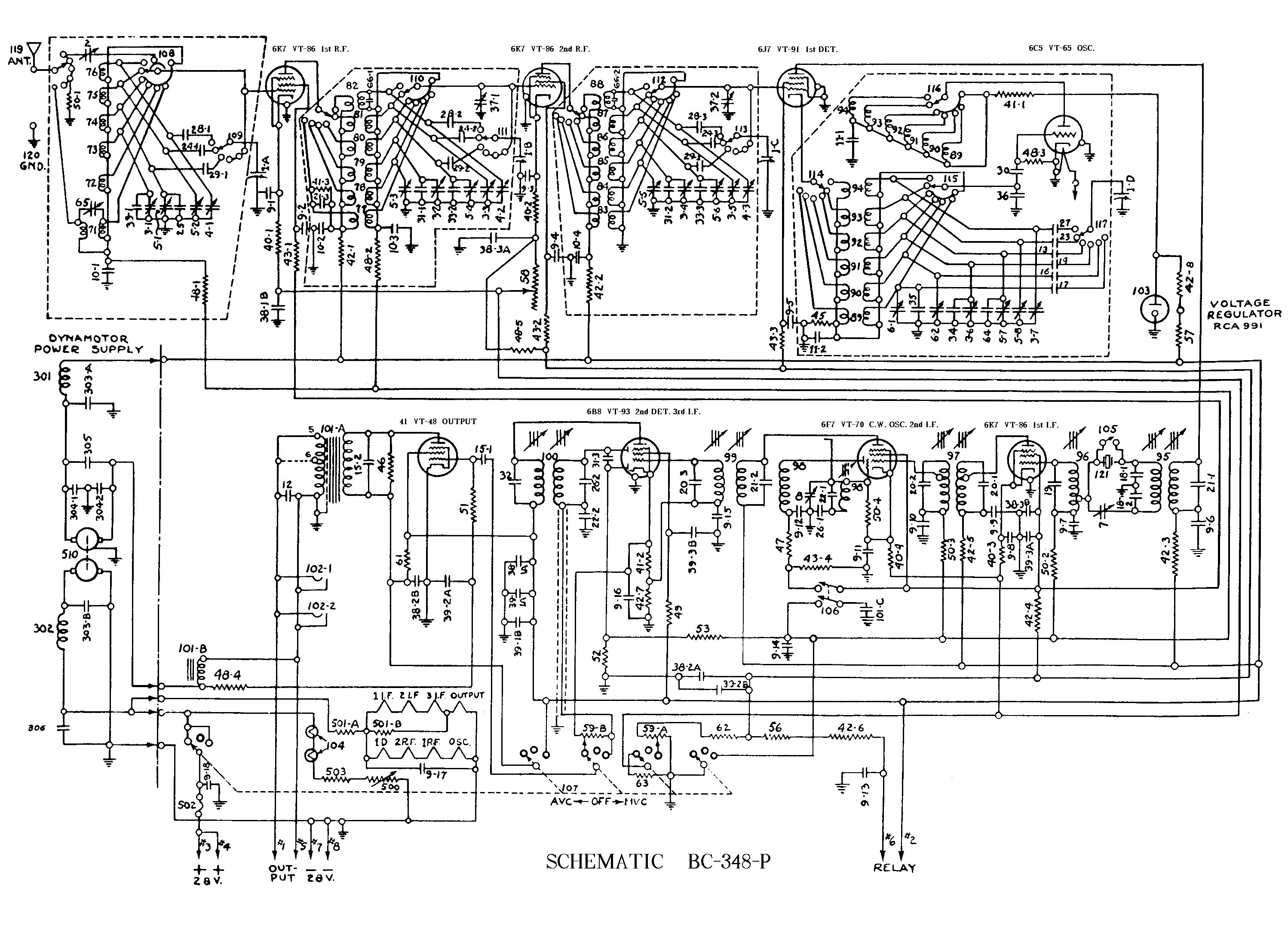 BC-348-P Shortwave Receiver photos and schematics 8 ohm wiring diagram 